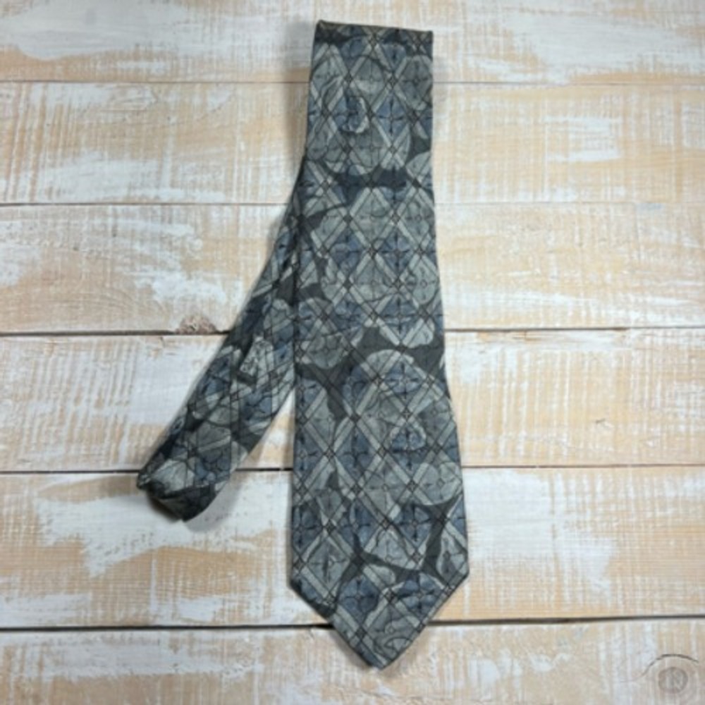 Robert Talbott Studio Nordstrom Mens Necktie Gray‎ Floral Geometric One Size